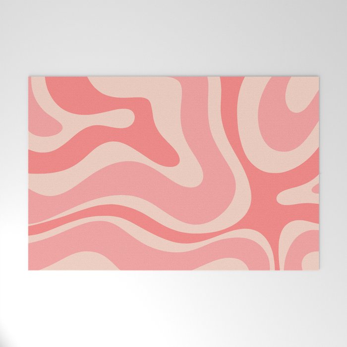 Blush Pink Modern Retro Liquid Swirl Abstract Pattern Square Welcome Mat
