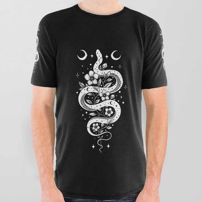Serpent Spell-White All Over Graphic Tee
