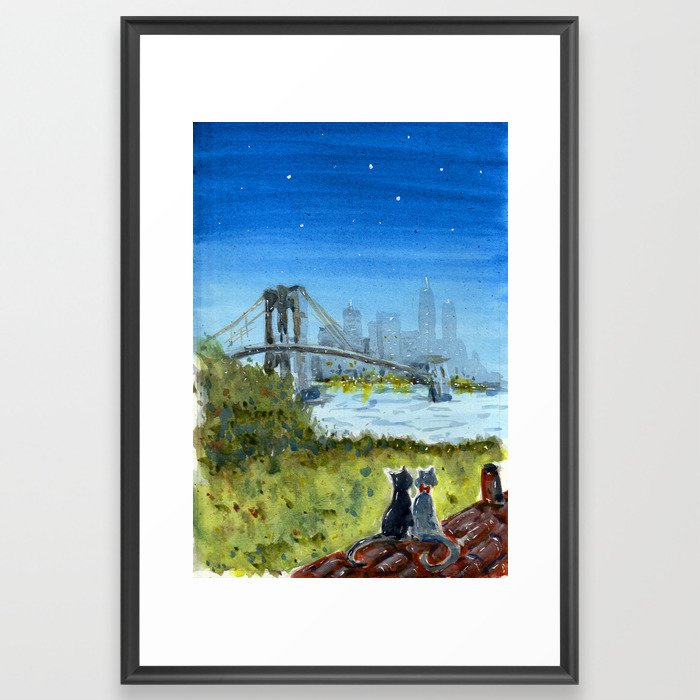 Summer night sky in New York Framed Art Print