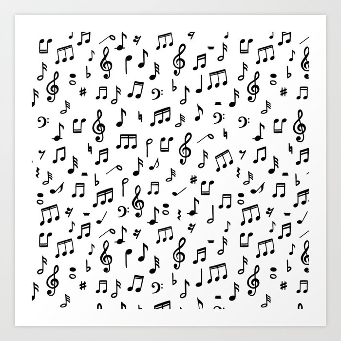 Music Notes In Black And White Art Print By Bigmomentsdesign Society6