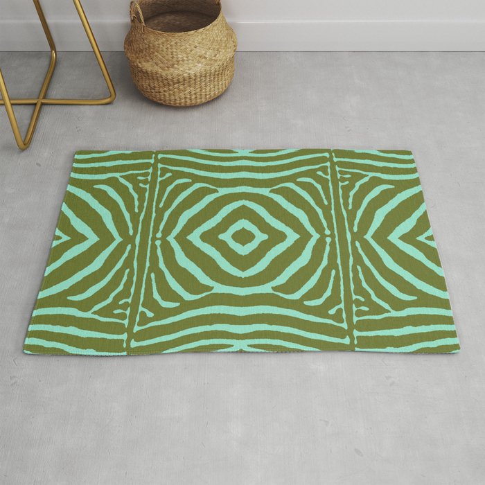 Zebra Wild Animal Print 728 Avocado and Mint Green Rug