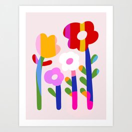 Happy and bold Pop Floral collage Art Print