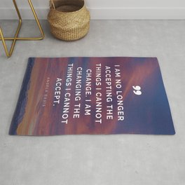 I am no longer accepting the things I cannot change. I am changing the things I cannot accept - Inspirational Angela Davis Quote Rug | Imchanging, Justice, Change, Revolution, Changetheworld, Equality, Graphicdesign, Accept, Accepting, Social 