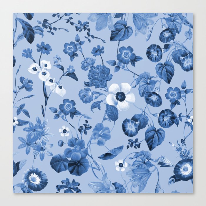 Cottage blue floral botanical Canvas Print