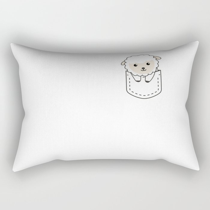 Sheep In Pocket Cute Sheep In Breast Pocket Rectangular Pillow