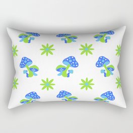 Groovy Blue Mushrooms Pattern Rectangular Pillow