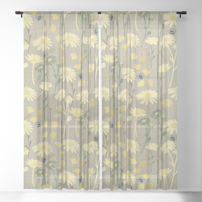 Bees garden  Sheer Curtain