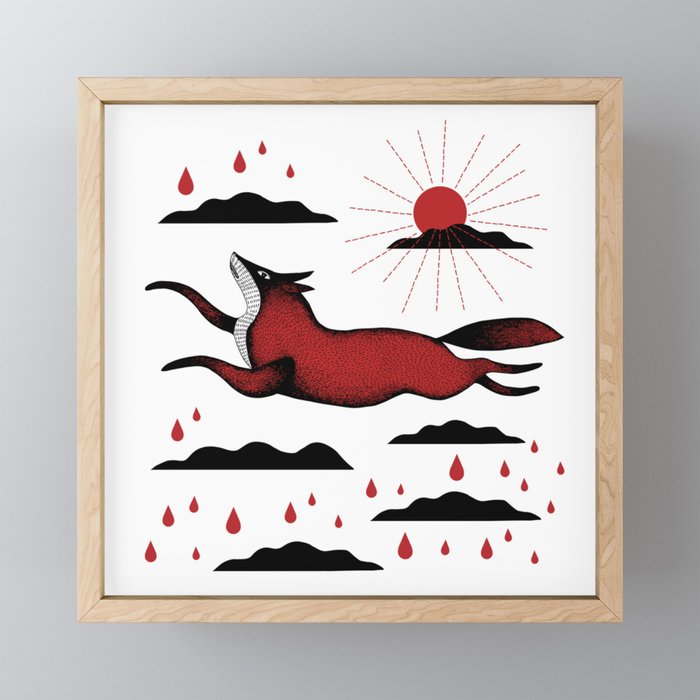 Foxes in the sky Framed Mini Art Print