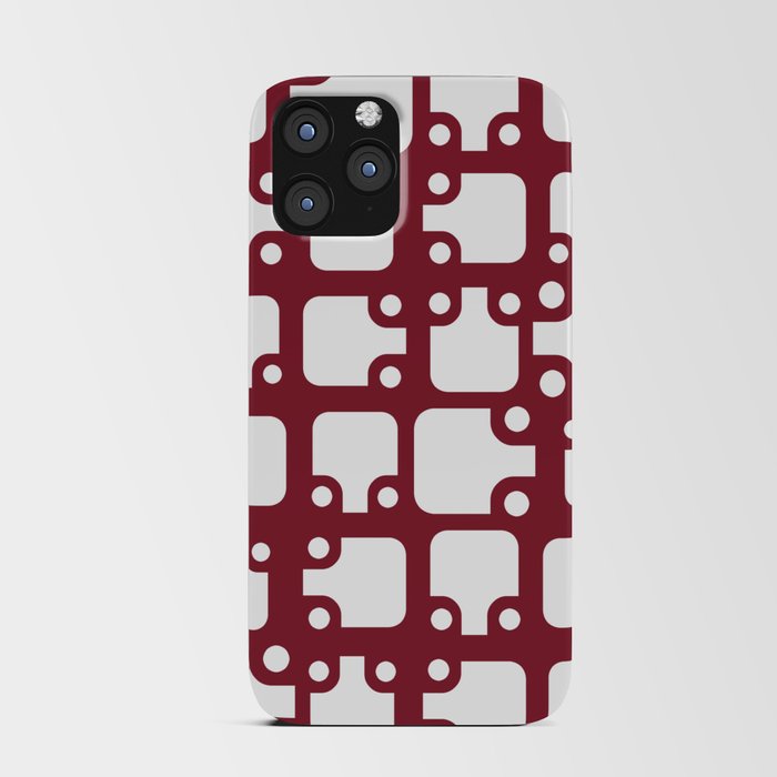Mid Century Modern Abstract Pattern Burgundy 2 iPhone Card Case