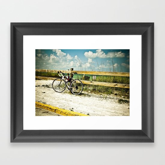 Bicycle on Beach Framed Art Print