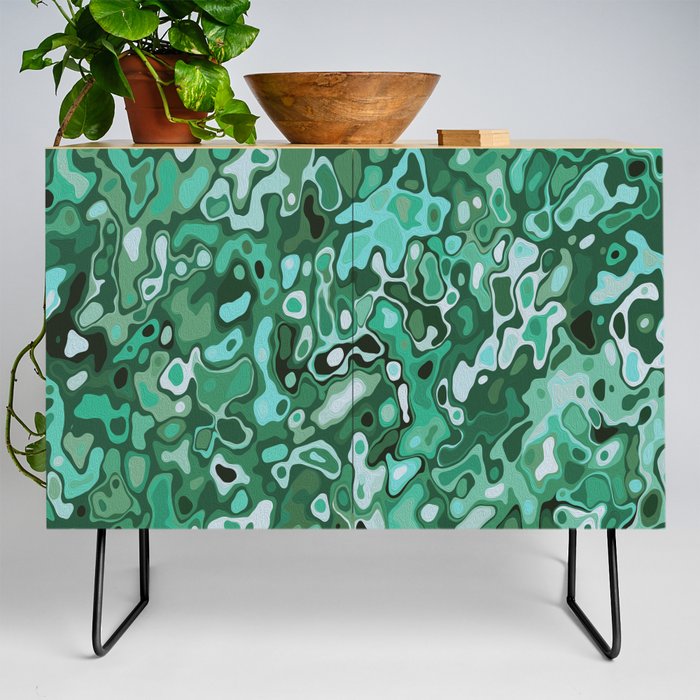 Blue, Green, Black abstract Water Color Design Gift Pattern Credenza