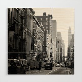 Broadway Streets | New York City, Black and White Film Photography Wood Wall Art
