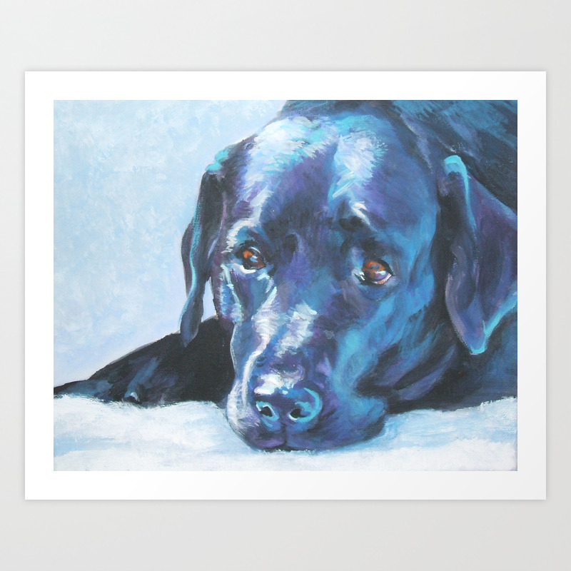 Black Lab Labrador Retriever Dog Portrait Painting By L A Shepard