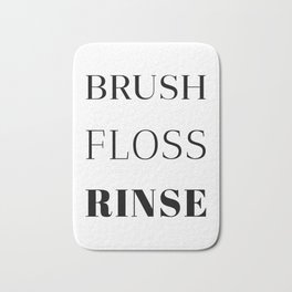 Brush - Floss - Rinse Bath Mat | Typography, Cleanning, Graphicdesign, Bathroom, Ink, Kids, Pop Art, Teeth, Tooth 