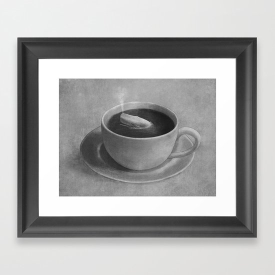 Whale in a tea cup Framed Art Print