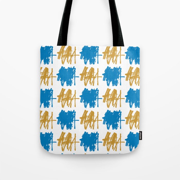 Abstract Painting Blue Yellow Gold White Tote Bag
