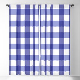 Gingham Plaid Pattern (blue/white) Blackout Curtain