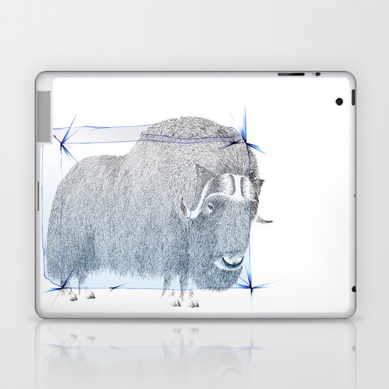 Muskox Ice Age pointillism and pencil crayons drawing Laptop & iPad Skin