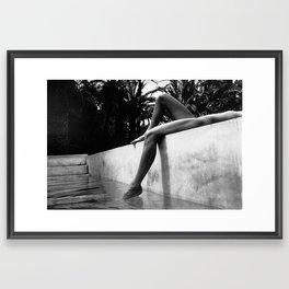 Dip your toes into the water, female form black and white photography - photographs Framed Art Print