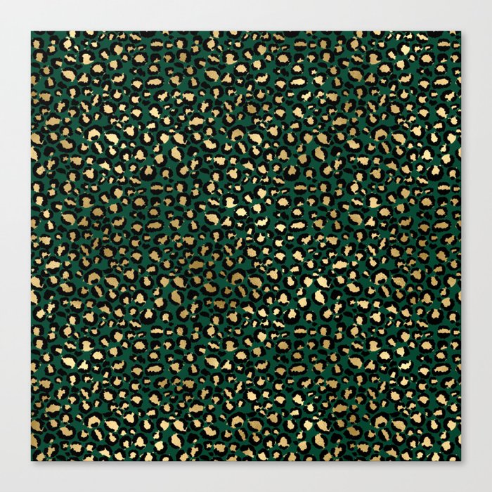 Green Gold Leopard Pattern Canvas Print