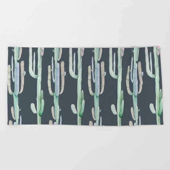 Cactus Stack on Navy Beach Towel