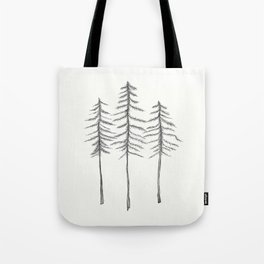 Pine Trees Pen and Ink Illustration Tote Bag