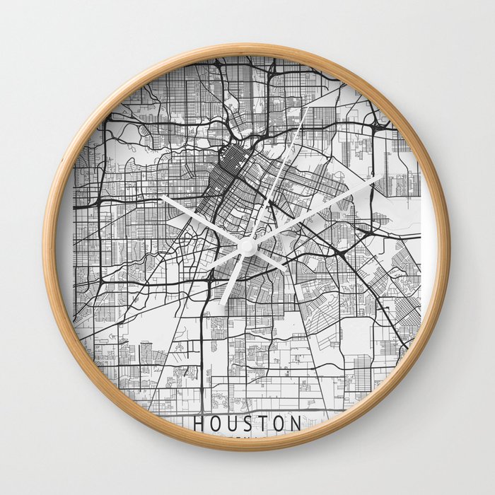 Houston Texas city map Wall Clock