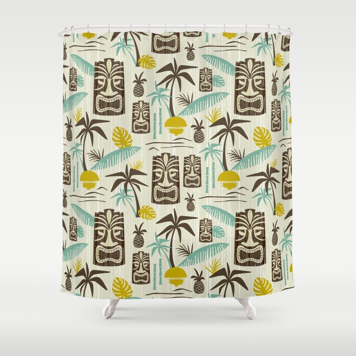 Island Tiki - Tan Shower Curtain by Heather Dutton | Society6