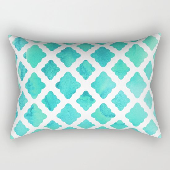 Watercolor Mint Diamonds Rectangular Pillow