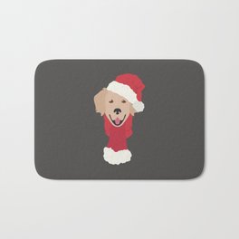 Golden Retriever Christmas Dog Bath Mat | Red, Animal, Funny, Santahat, Xmas, Winter, Christmaspattern, Black, Goldenretriever, Christmas 