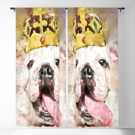 English Bulldog with Gold Royal Crown Blackout Curtain