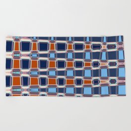 Red And Blue Geometric Abstract Beach Towel