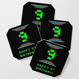 [ Thumbnail: 9th Birthday - Nerdy Geeky Pixelated 8-Bit Computing Graphics Inspired Look Coaster ]