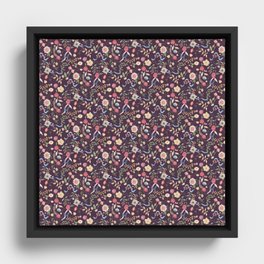 Purple Chintz Floral Framed Canvas