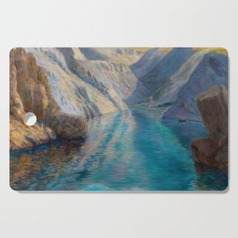 Žrnovnica lake and river, alpine mountain sapphire blue lake landscape painting Menci Clement Crnčić Cutting Board