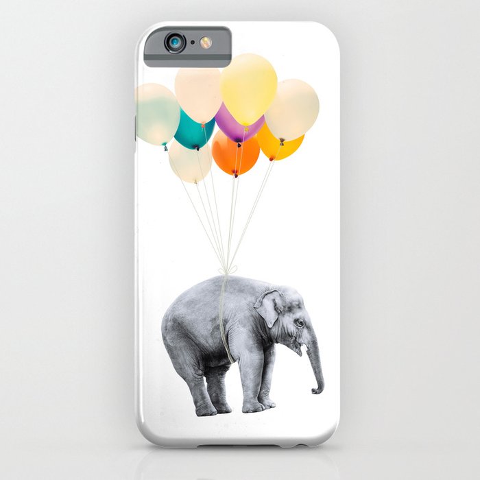 Dreaming Elephant Flying, Animal Zoo Nursery Photo, Large Printable Birthday Party Wall Art, Ballons iPhone Case
