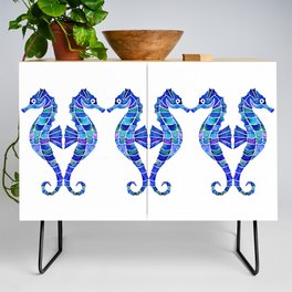 Watercolor Seahorses - Royal Blue Credenza