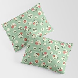 orange-pink-red flowers on mint  Pillow Sham