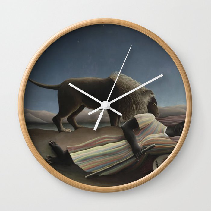 The Sleeping Gypsy Lion And Woman La Bohemienne Endormie Famous Painting Reproduction Wall Clock