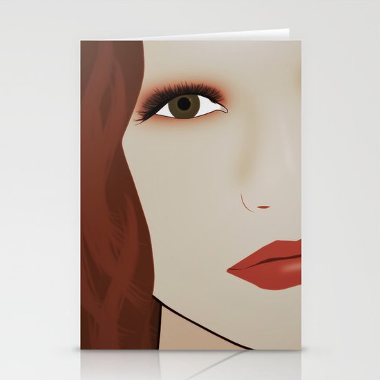 Red Head from Another Dream Stationery Cards