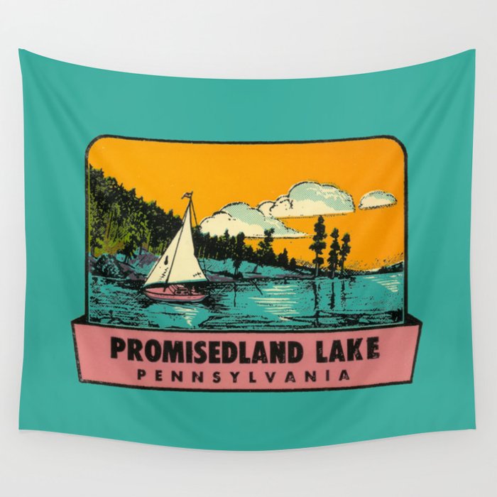 Vintage Retro Camping Promisedland Wanderlust Wall Tapestry By