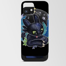 Baby Toothless Night Fury Dragon Watercolor black bg iPhone Card Case