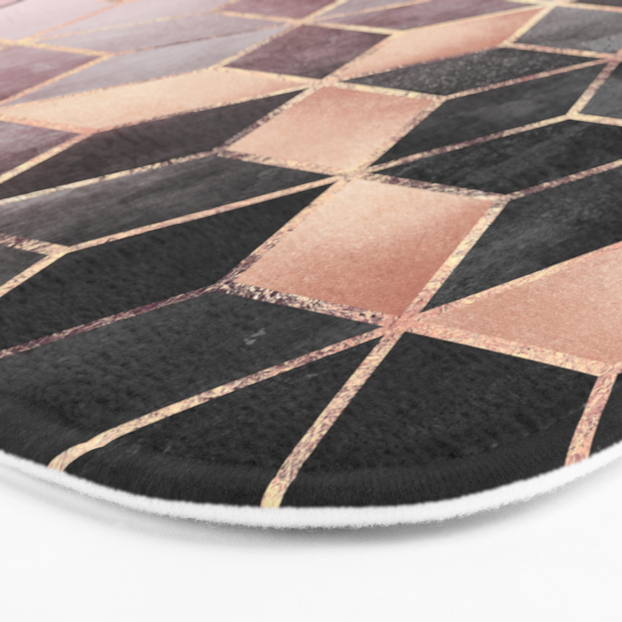Pink And Grey Gradient Cubes Bath Mat By