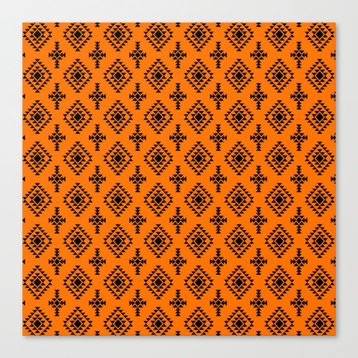 Orange and Black Native American Tribal Pattern Canvas Print