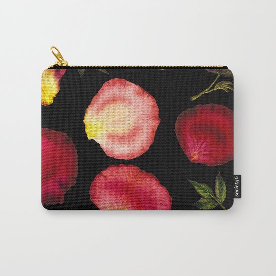 Rose Petal Pattern on Black 01 Carry-All Pouch
