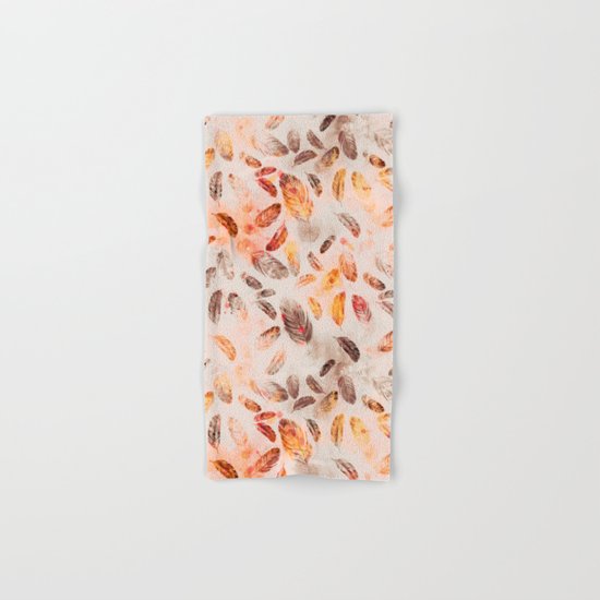Autumn Feathers watercolor pattern Hand & Bath Towel