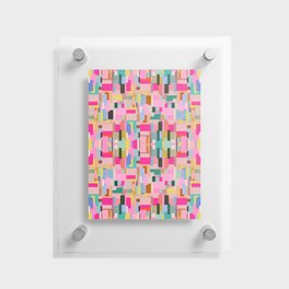 Vintage Geometric Pattern Colorful Rainbow Preppy Pink Blue Teal Retro Modern Decor Abstract Floating Acrylic Print
