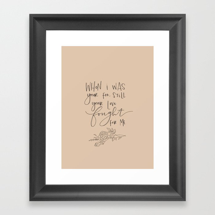 reckless love lyrics Framed Art Print by Chayli Society6