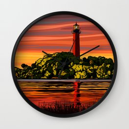 Jupiter Inlet Lighthouse - Vintage Poster Wall Clock