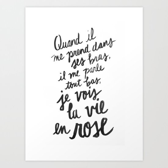 La Vie En Rose Lyrics Art Print By Holley Maher